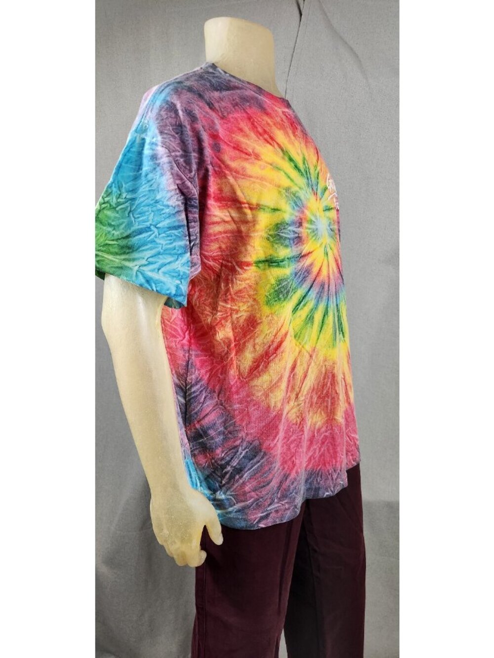 Vintage Jewel Tones Tie Dye Rainbow Spiral Single Stitch XL XLARGE T Shirt Top - Picture 3 of 6
